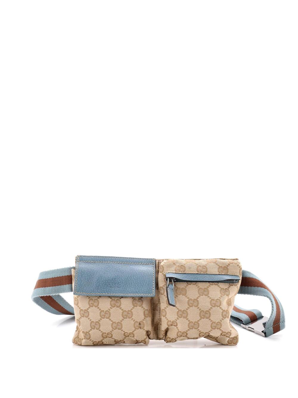 Gucci Vintage Double Belt Bag Gg Canvas #356498G89B